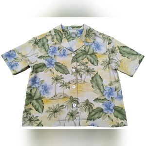Tommy Bahama Hawaiian Shirt Casual Floral Tropical Button 100% Silk Women XS